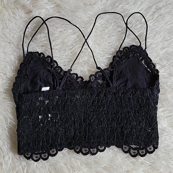 NEW! Free People Intimately Fp Celine Longline Lace Bralette Black - Picture 9 of 9